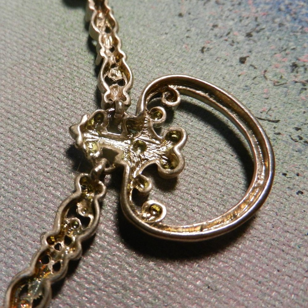 VTG hearts a'gogo silver necklace long silver tone filigree beaded pendant heart - Picture 11 of 16